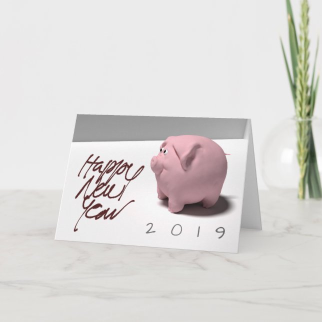 Cartes Pour Fêtes Annuelles Bonne nouvelle année personnalisée PIg 3D Greeting (Devant)