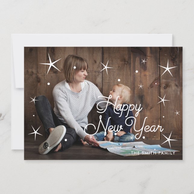 Cartes Pour Fêtes Annuelles Bonne nouvelle année photo de famille classique (Devant)