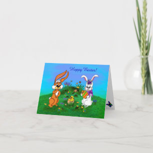 Cartes Pour Fêtes Annuelles Bonne Pâques ! Lapin avec lapin et poussin