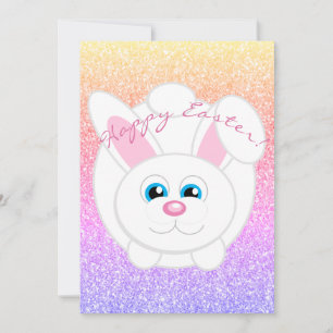 Cartes Pour Fêtes Annuelles Bonne Pâques mignonne caricature Bunny Rainbow Par