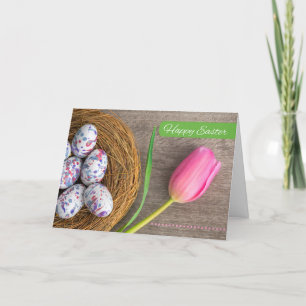 Cartes Pour Fêtes Annuelles Bonne Pâques pour toute personne Tulipe rose et oe