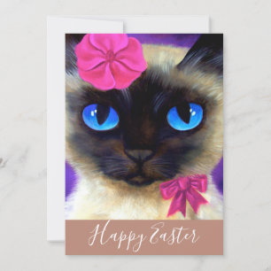 Cartes Pour Fêtes Annuelles Bonne Pâques Siamese Chat Kitten Illustration