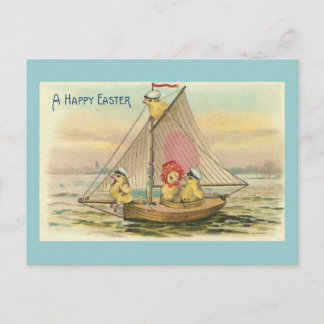 Cartes Pour Fêtes Annuelles Bonne Pâques Sur Un Voilier Vintage