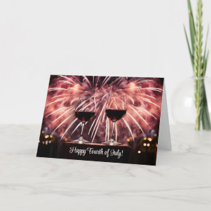 Cartes Pour Fêtes Annuelles Bonne quatrième 4 juillet avec feux d'artifice de 