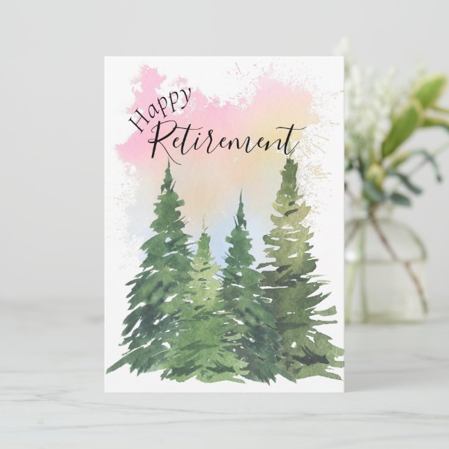 Cartes Pour Fêtes Annuelles Bonne retraite - Personnaliser - Aquarelles (Debout devant)