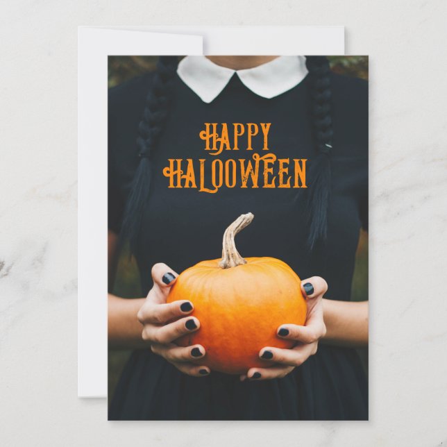 Cartes Pour Fêtes Annuelles Bonne robe noire de citrouille Halloween (Devant)