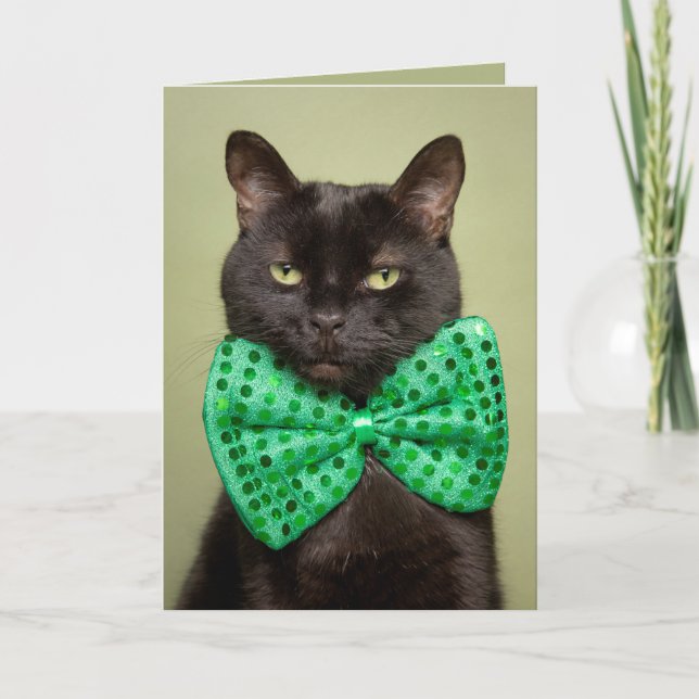 Cartes Pour Fêtes Annuelles Bonne Saint Patrick pour tous mignons Chat noir (Devant)