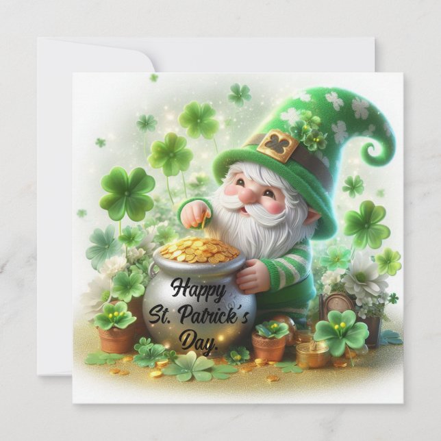 Cartes Pour Fêtes Annuelles Bonne Saint Patrick's Day mignonne Gnome (Devant)
