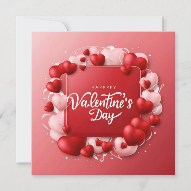 Cartes Pour Fêtes Annuelles Bonne Saint Valentin Coeur rouge (Devant)