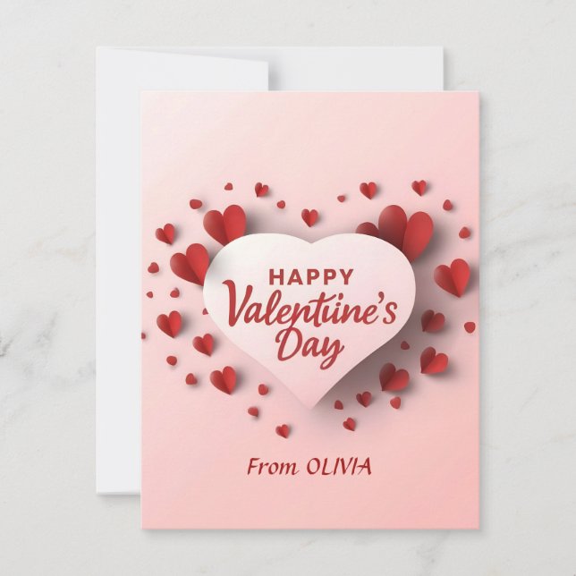 Cartes Pour Fêtes Annuelles Bonne Saint Valentin Red Heart Love (Devant)