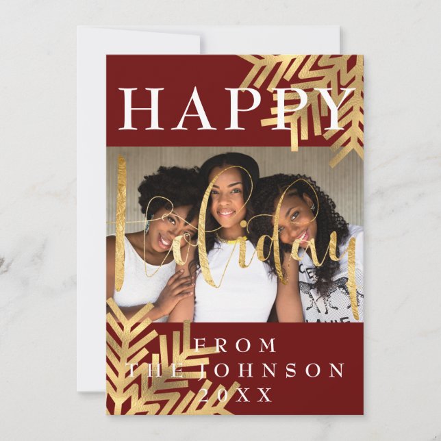 Cartes Pour Fêtes Annuelles Bonne saison de vacances Salutation Bourgogne Or (Devant)