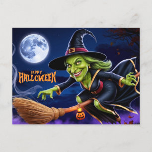 Cartes Pour Fêtes Annuelles Bonne sorcière d'Halloween sur Broom