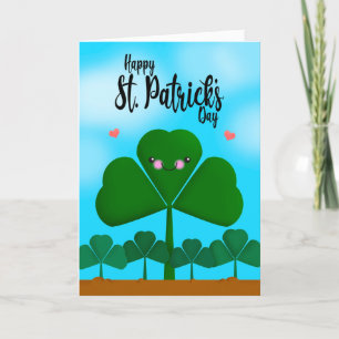 Cartes Pour Fêtes Annuelles Bonne St Patrick's Day Souriant Shamrock Clover