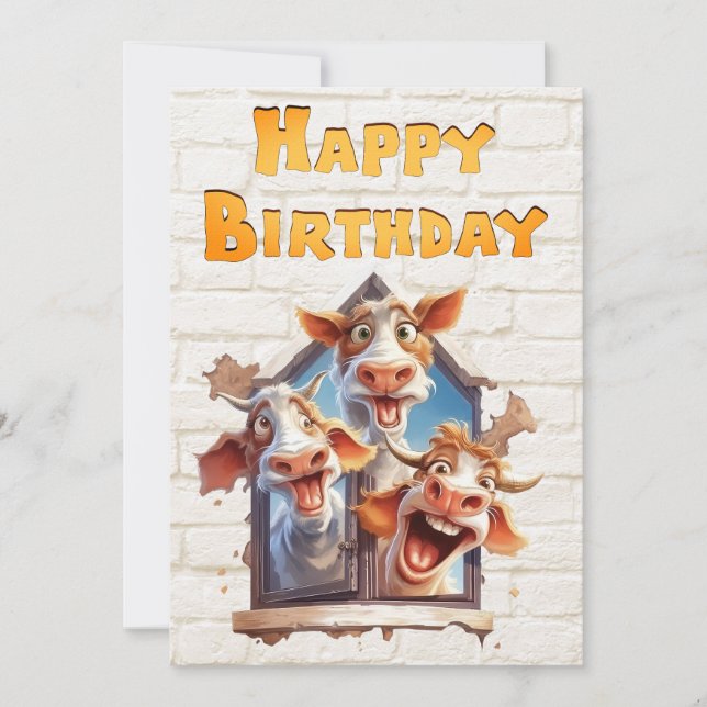 Cartes Pour Fêtes Annuelles Bonne Vache Joyeuse Anniversaire (Devant)