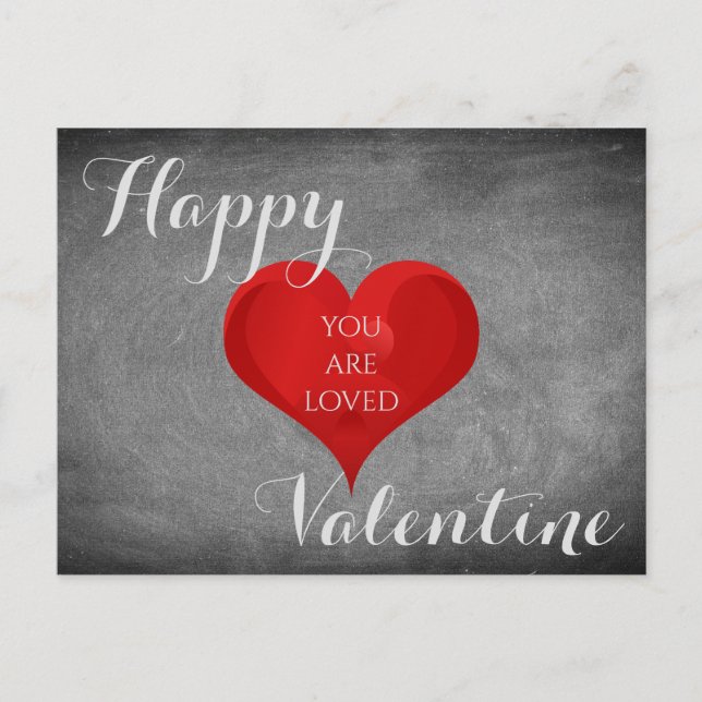 Cartes Pour Fêtes Annuelles Bonne Valentine Heart Chalkboard Typographie (Devant)