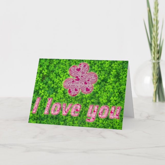 Cartes Pour Fêtes Annuelles Bonne Valentine Shamrock irlandais Clovers Typogra (Devant)