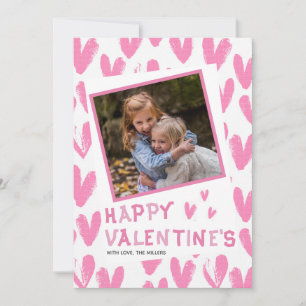 Cartes Pour Fêtes Annuelles Bonne Valentines Coeurs roses Famille de photos