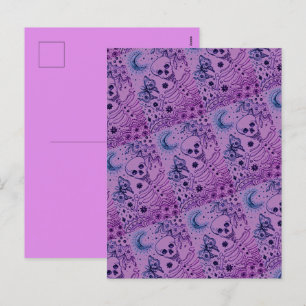 CARTES POUR FÊTES ANNUELLES BONNES DANS LE SKELETON DE JARDIN, LUNE D'ART FOLK