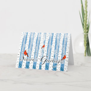 Cartes Pour Fêtes Annuelles Bonnes Fêtes avec cardinaux et bouleaux