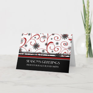 Cartes Pour Fêtes Annuelles Bonnes Fêtes blanches noires rouges d'immobiliers