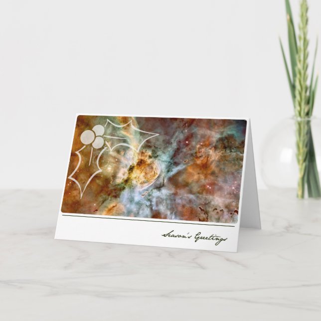 Cartes Pour Fêtes Annuelles Bonnes Fêtes Carina Nebula avec Mistletoe (Devant)