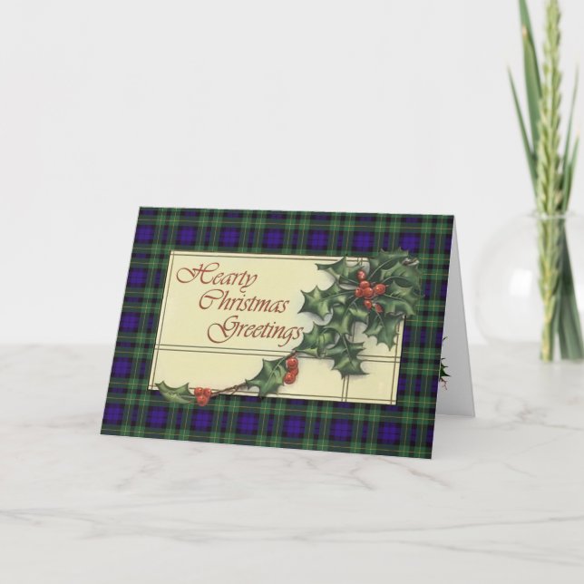 Cartes Pour Fêtes Annuelles Bonnes Fêtes chaleureuses, tartan de Campbell (Devant)