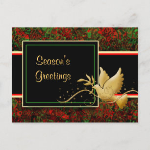 Cartes Pour Fêtes Annuelles Bonnes Fêtes colombe or de paix Noël accueil