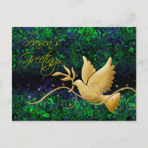 Cartes Pour Fêtes Annuelles Bonnes Fêtes colombe or de paix Noël accueil
