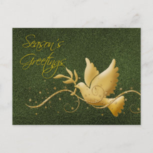 Cartes Pour Fêtes Annuelles Bonnes Fêtes colombe or de paix Noël accueil