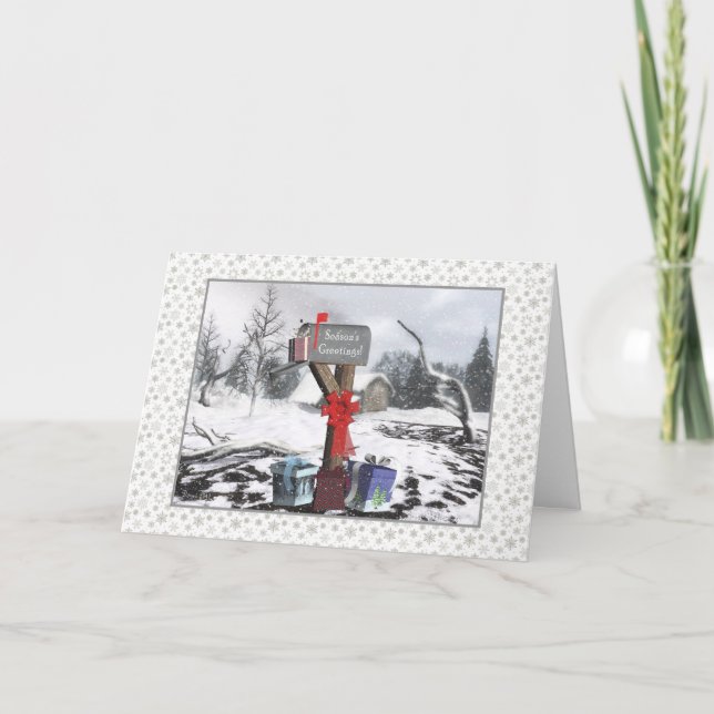 Cartes Pour Fêtes Annuelles Bonnes Fêtes de boîte aux lettres d'hiver au trans (Devant)