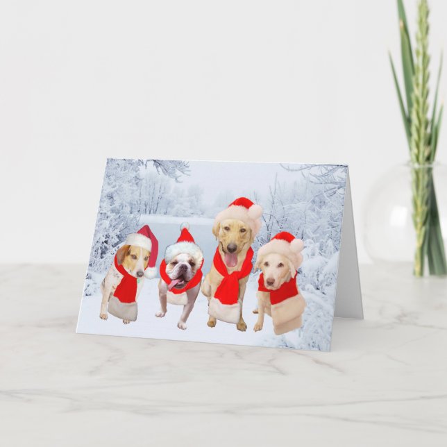 Cartes Pour Fêtes Annuelles Bonnes Fêtes de chiens mignons personnalisables (Devant)