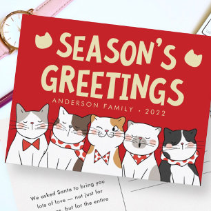 Cartes Pour Fêtes Annuelles Bonnes Fêtes Drôle Mignonne Chats Caroling