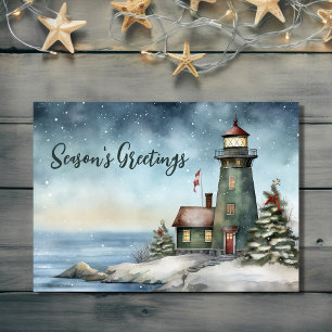 Cartes Pour Fêtes Annuelles Bonnes Fêtes du phare Wintery Noël