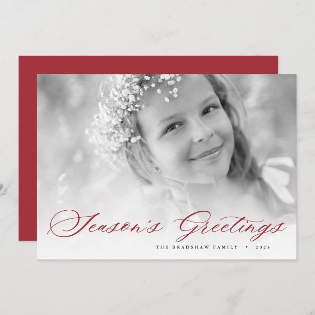 Cartes Pour Fêtes Annuelles Bonnes Fêtes | Élégant script photo (Devant / Derrière)