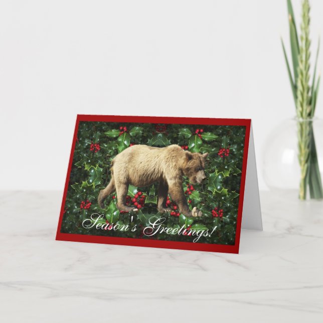 Cartes Pour Fêtes Annuelles Bonnes Fêtes Grizzly Bear Wildlife Xmas Card (Devant)