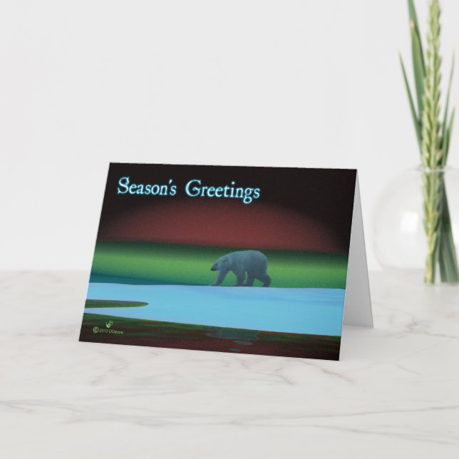 Cartes Pour Fêtes Annuelles Bonnes Fêtes - Lumières polaires Ours polaire (Devant)