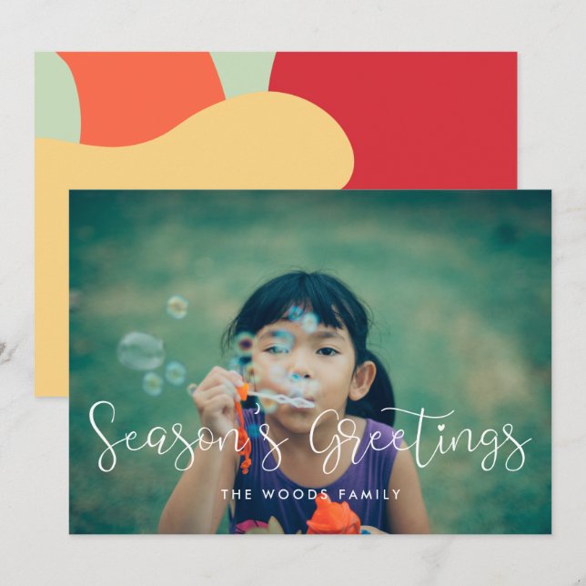 Cartes Pour Fêtes Annuelles Bonnes Fêtes lunaires élégantes Photo de famille (Devant / Derrière)