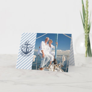 Cartes Pour Fêtes Annuelles Bonnes Fêtes nautiques, Ancre de la marine et rayu