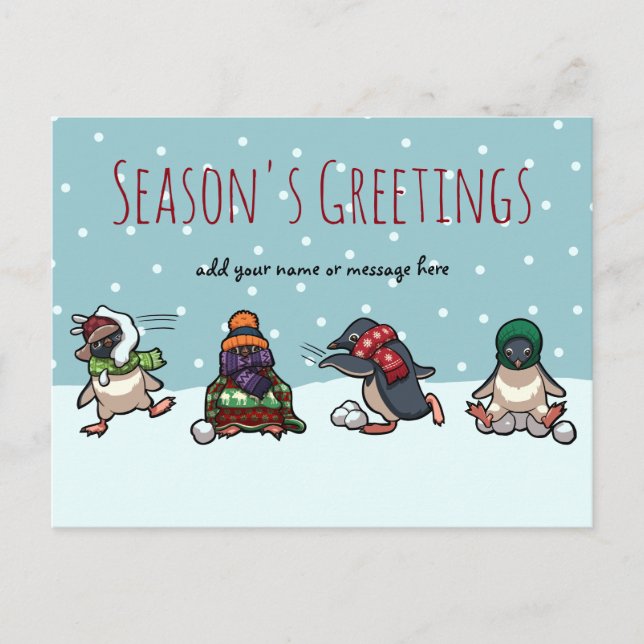 Cartes Pour Fêtes Annuelles Bonnes Fêtes Noël Penguin Cartoon Holiday (Devant)