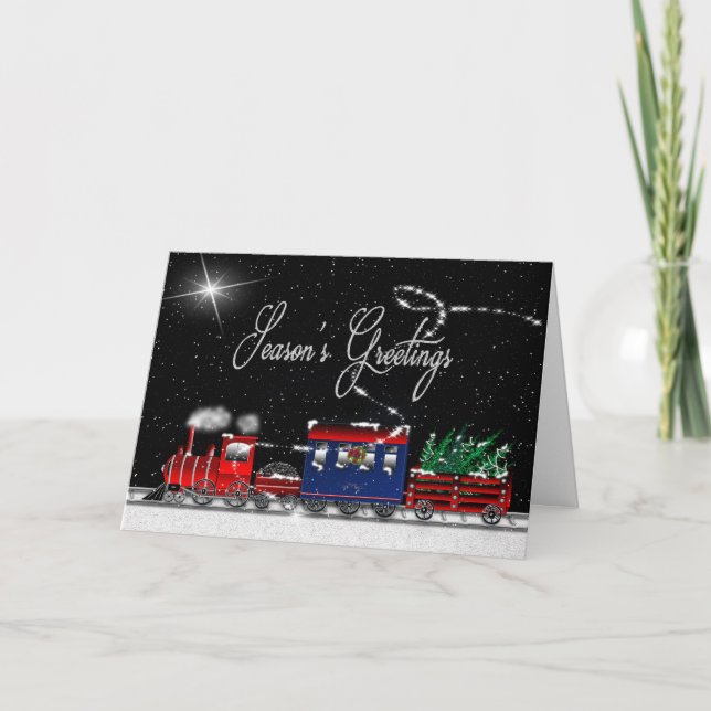 Cartes Pour Fêtes Annuelles Bonnes Fêtes (Noël) - Train de nuit neige (Devant)