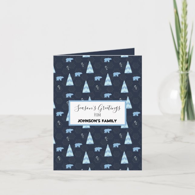 Cartes Pour Fêtes Annuelles Bonnes Fêtes ours blancs motif bleu foncé (Devant)