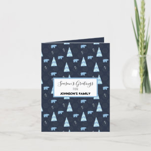 Cartes Pour Fêtes Annuelles Bonnes Fêtes ours blancs motif bleu foncé