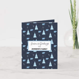 Cartes Pour Fêtes Annuelles Bonnes Fêtes ours blancs motif bleu foncé