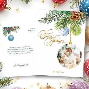Cartes Pour Fêtes Annuelles Bonnes Fêtes Pine Noël Ornement Photo