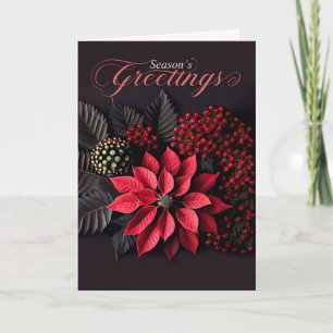 Cartes Pour Fêtes Annuelles Bonnes Fêtes Poinsettia Red Berries