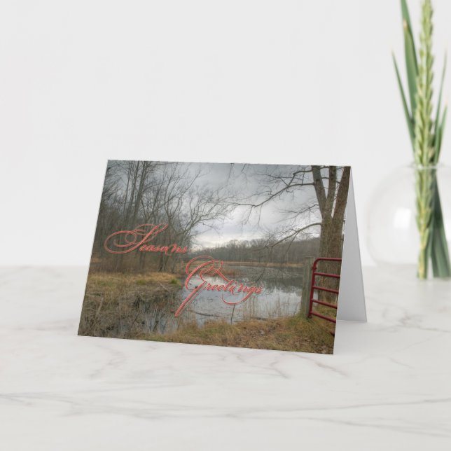 Cartes Pour Fêtes Annuelles Bonnes Fêtes - Porte Rouge Dans La Pluie (Devant)