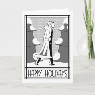 Cartes Pour Fêtes Annuelles "Bonnes fêtes" promenade dans la neige