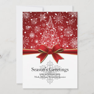 Cartes Pour Fêtes Annuelles Bonnes Fêtes Red Holiday Artistic Snowflakes