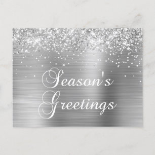 Cartes Pour Fêtes Annuelles Bonnes Fêtes Silver Glittery Faux Foil