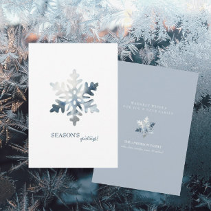 Cartes Pour Fêtes Annuelles Bonnes Fêtes Snowflake Simple Icy Blue